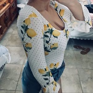 Forever 21 Lemon Bodysuit